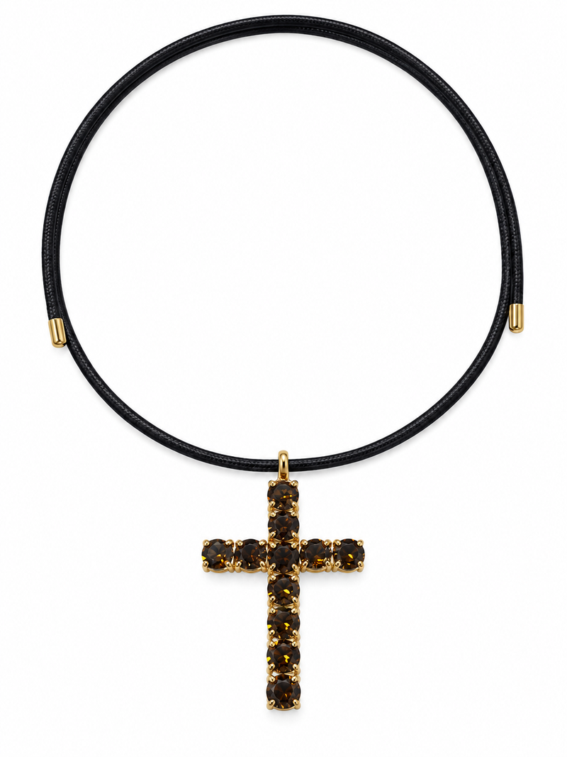 Collana laccio magnetico croce strass