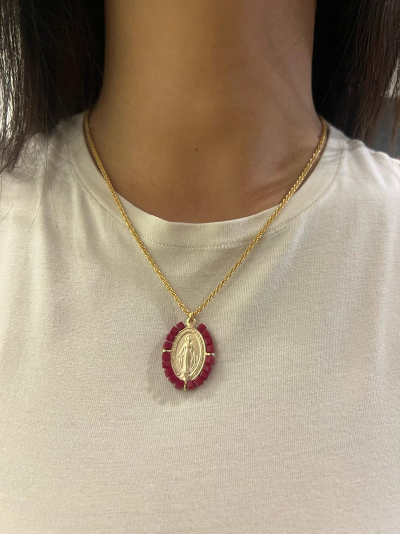 Collana con Medaglia Madonnina e cristalli