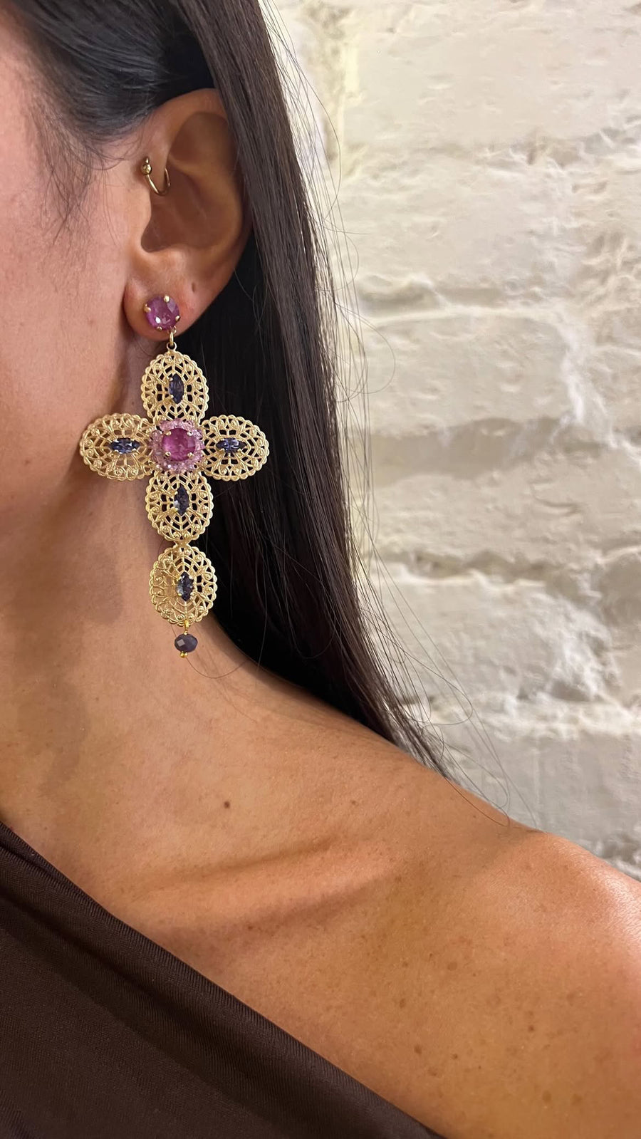 Orecchini croce filigrane tonde