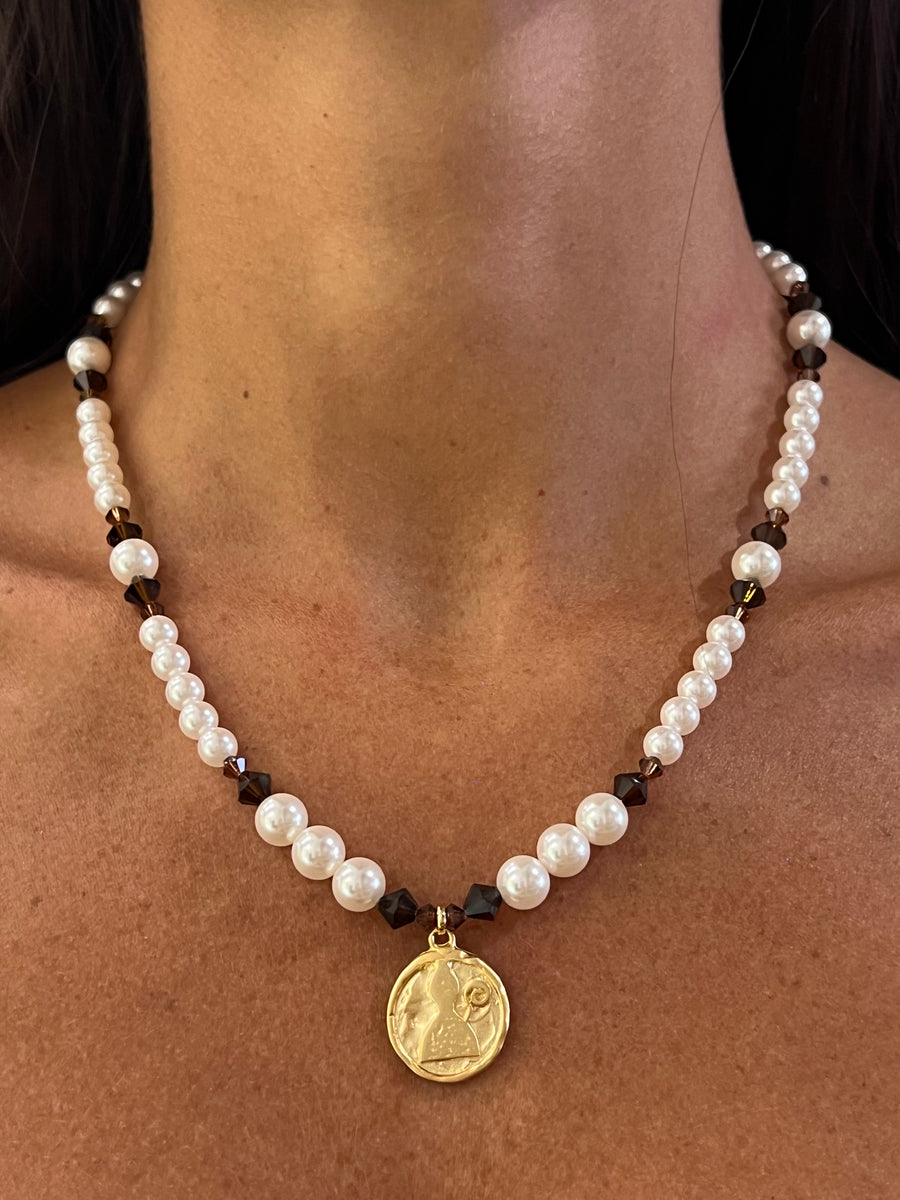 Collana San Gennaro perle e cristalli