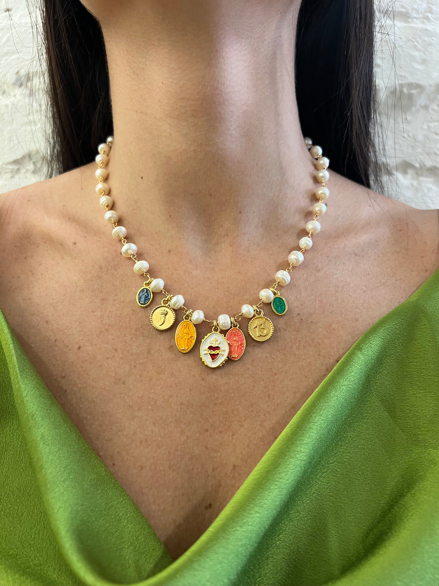 Collana medaglie cuore sacro