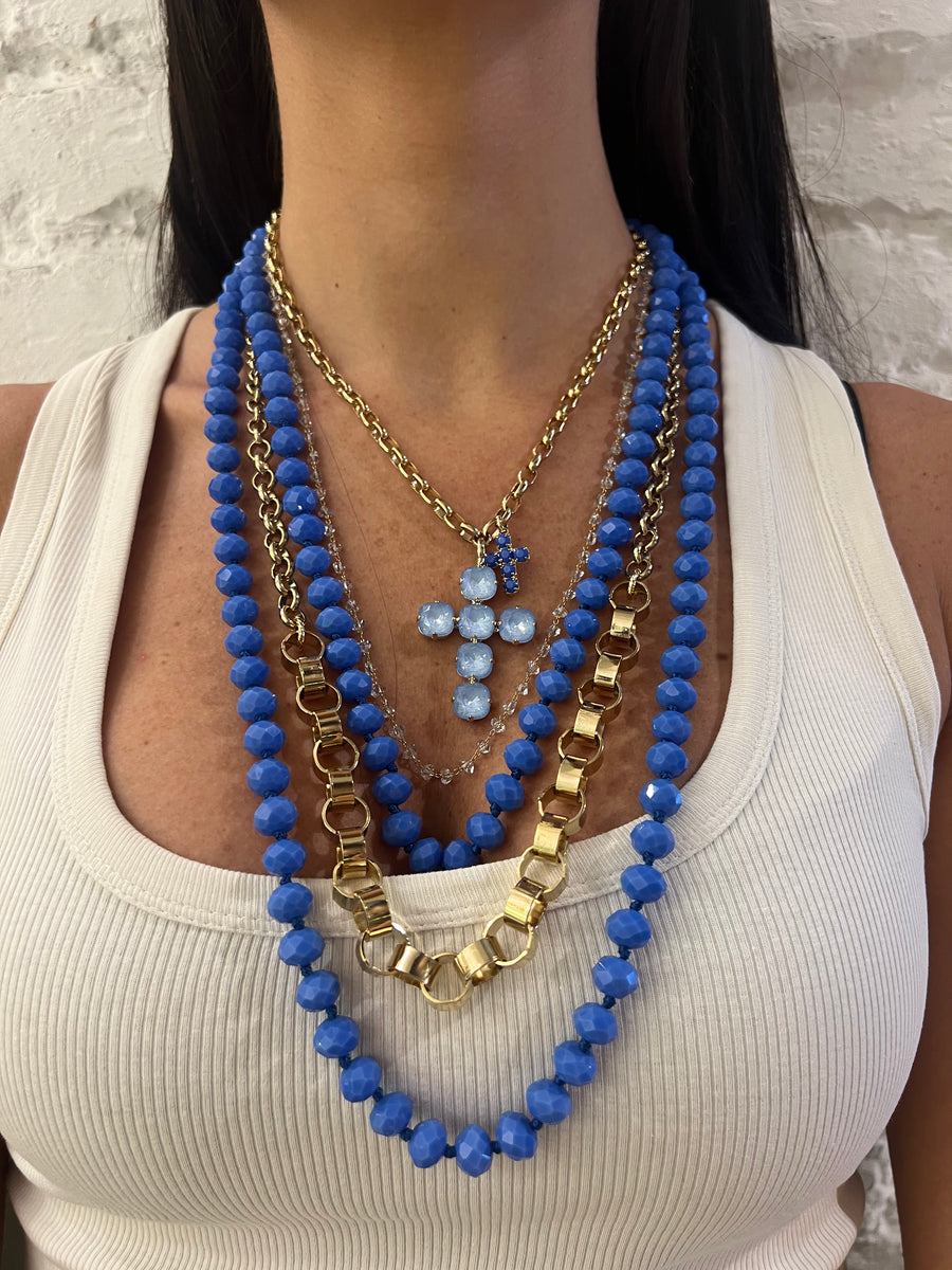 Collana 5 Fili con Croci e Fili Colorati – C4734