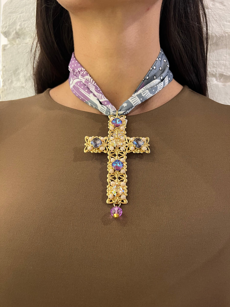 Collana foulard con croce big