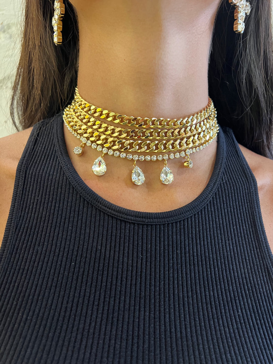 Choker multifili catene e strass