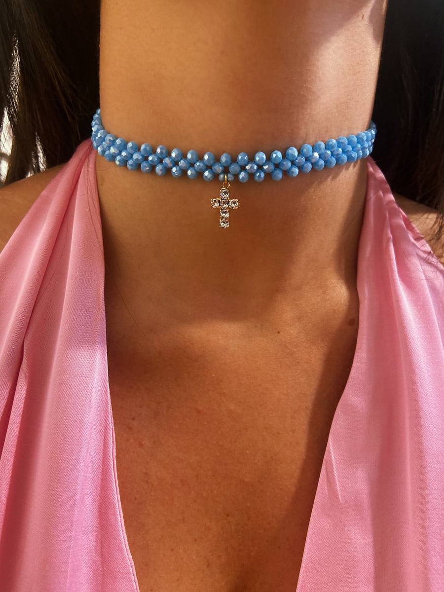 Choker perline e croce