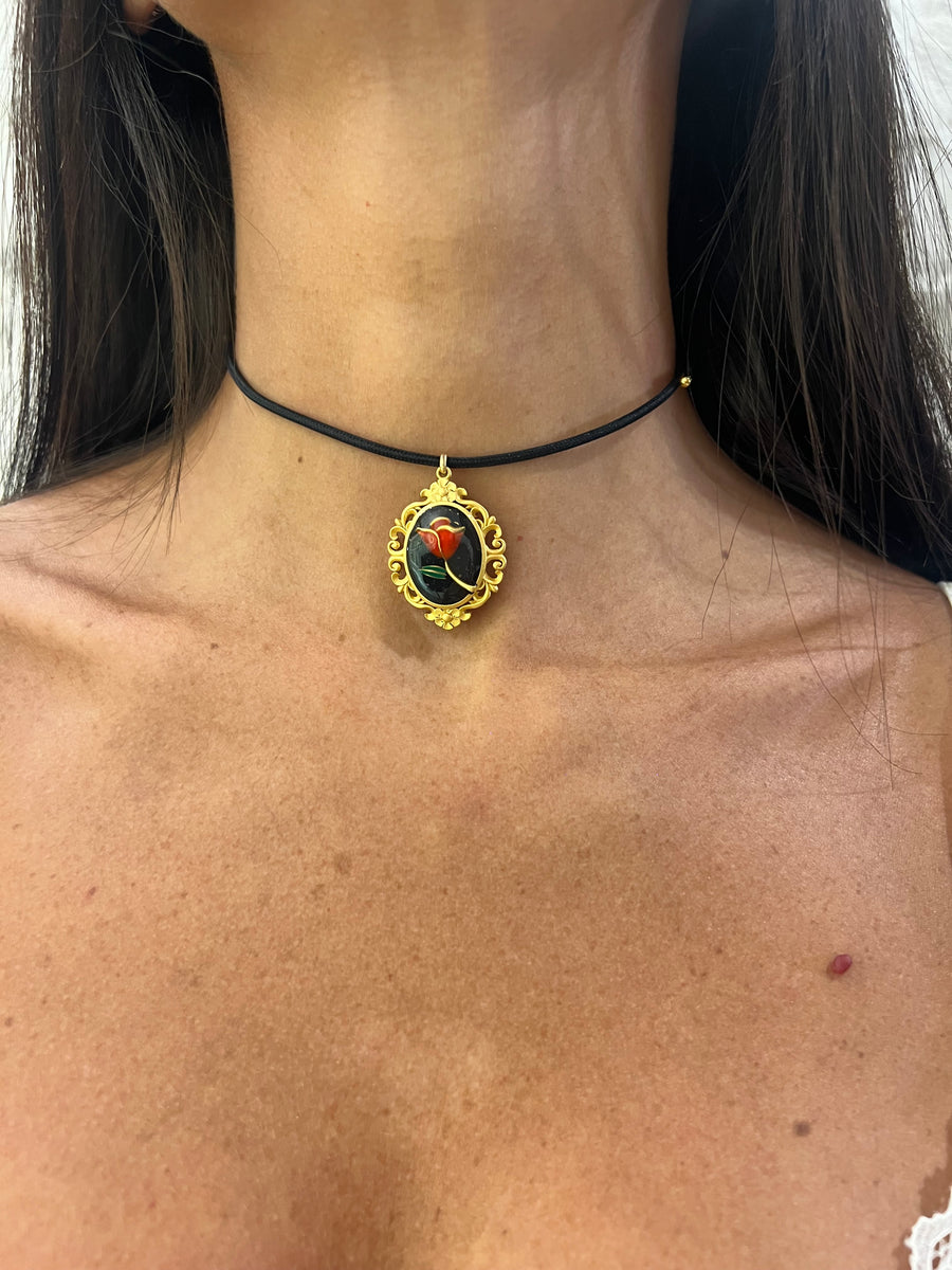 Choker laccio con ciondolo Portrait  Rosa