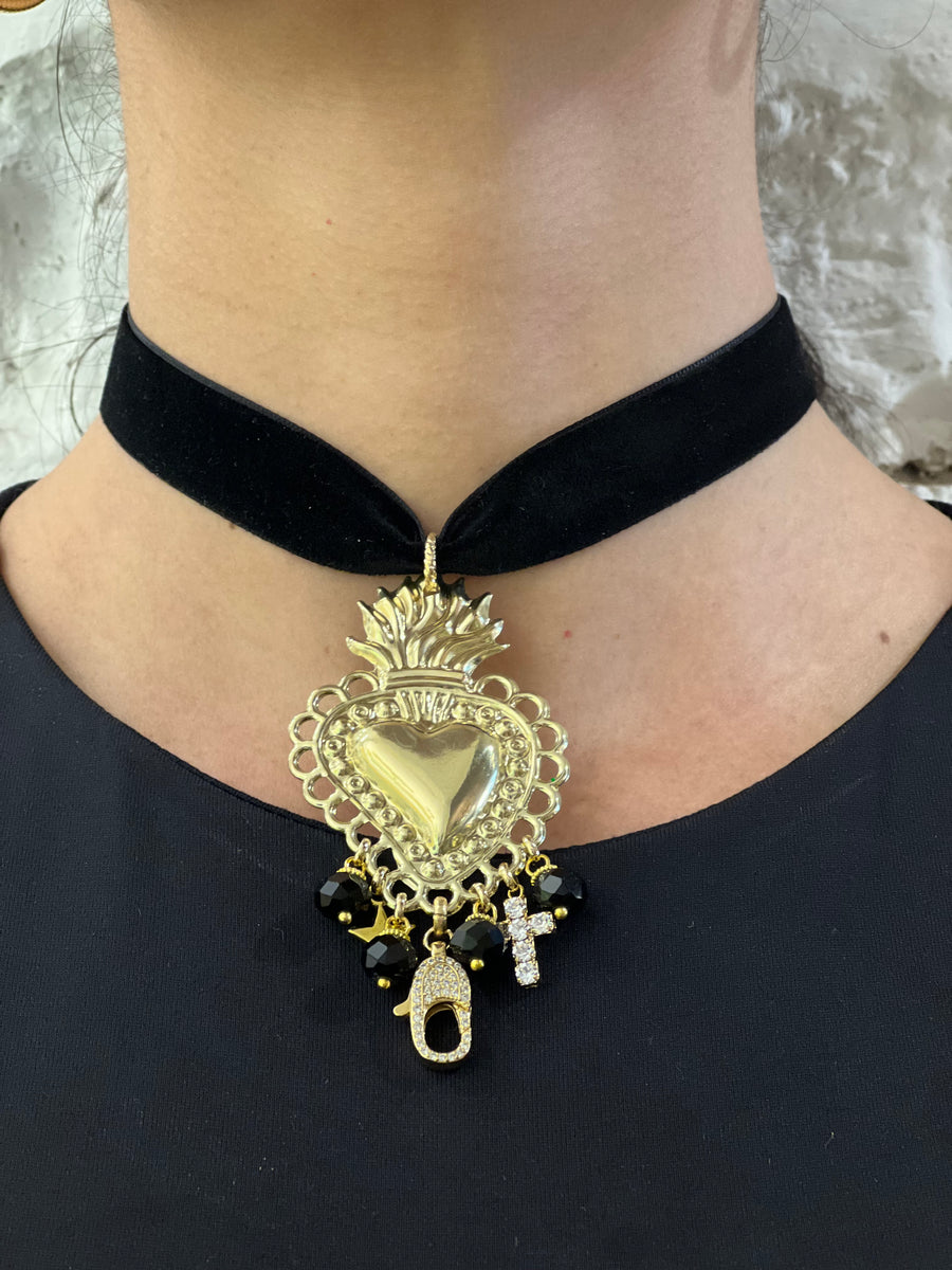 Choker velluto e Cuore Sacro
