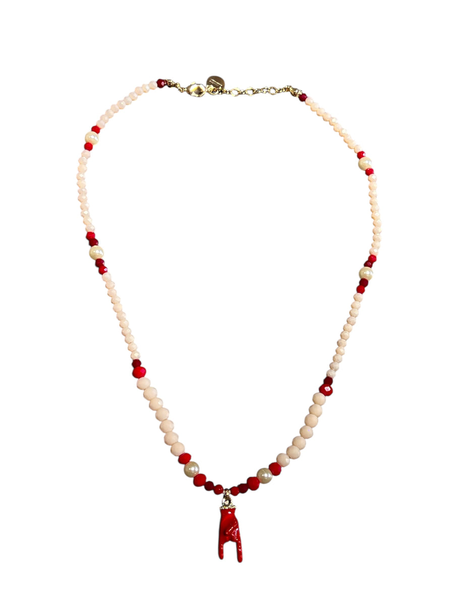 Collana perle, cristalli con pendente corna - Alessandra Avallone