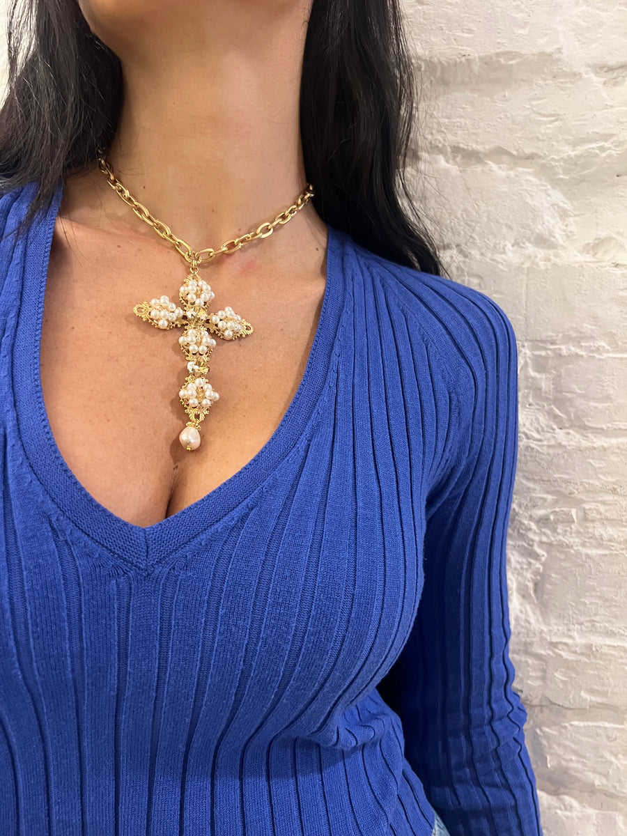 Ciondolo a forma di croce piccolo diamante simulato oro bianco 14k oltre 1 ct per donna Ciondolo a forma di croce piccolo diamante simulato oro bianco 14k oltre 1 ct per donna