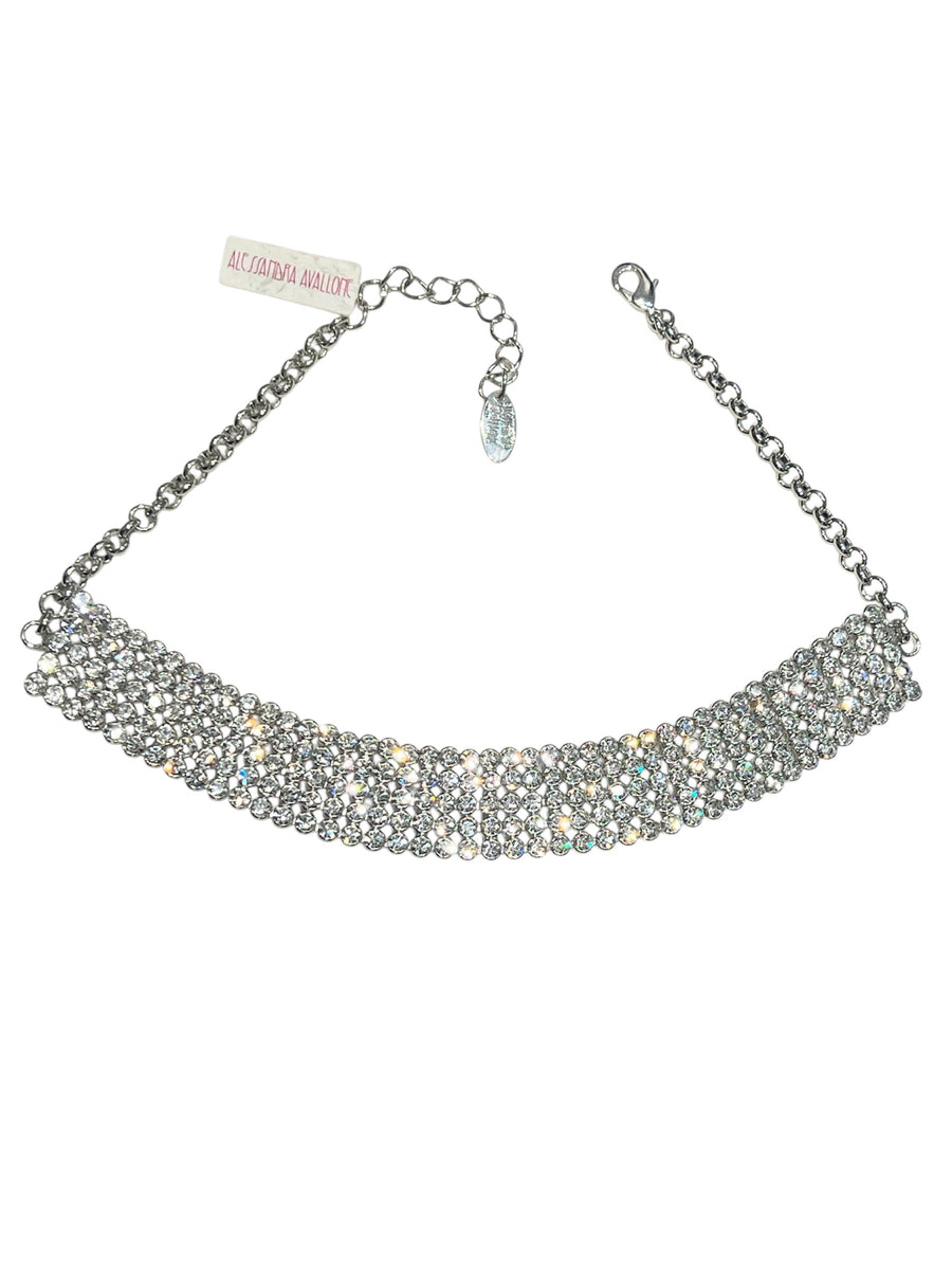 Choker con 5 fili di strass crystal round