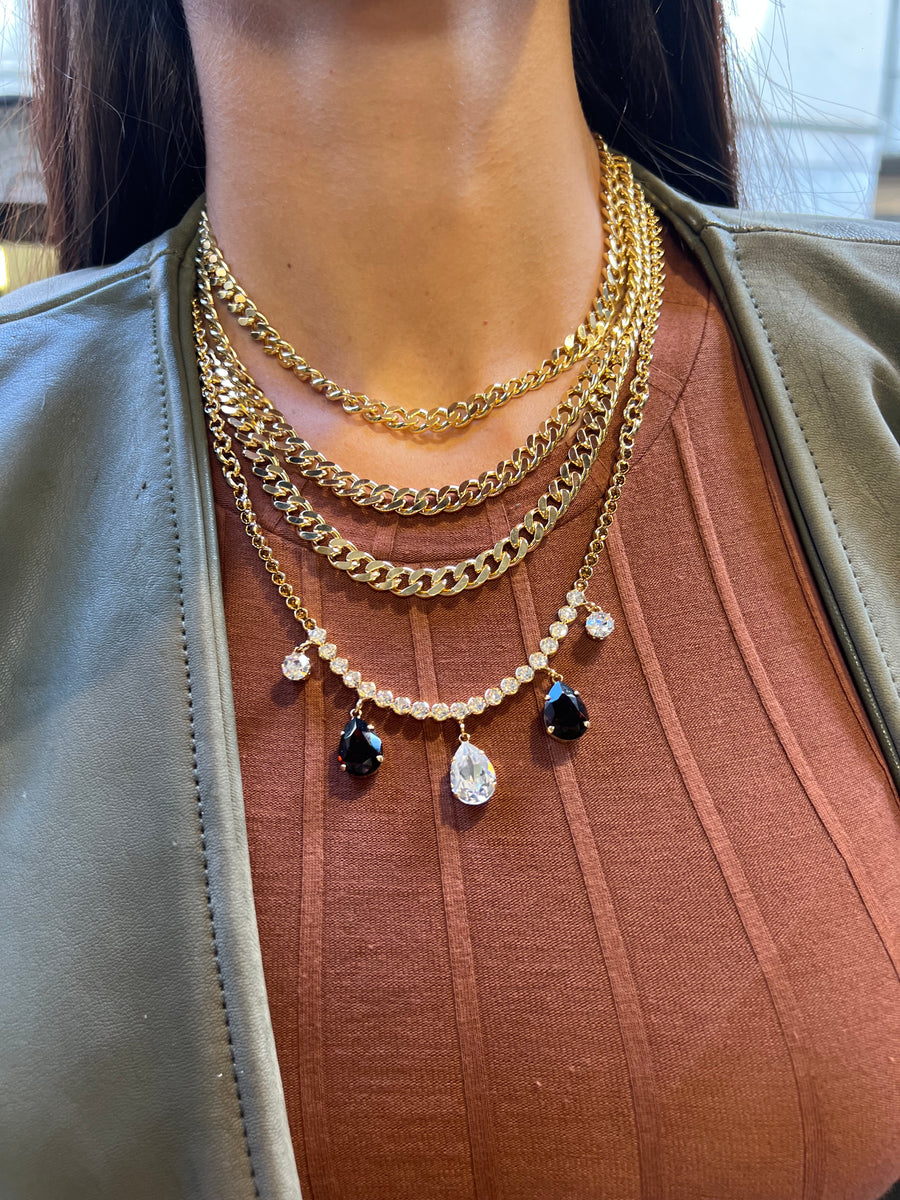 Collana multifili catene e strass