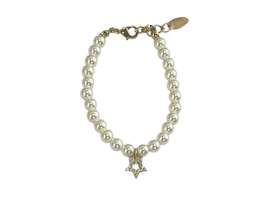 Bracciale con perle in cristallo con ciondolo (elefante - stella - cuore - madonna - croce )