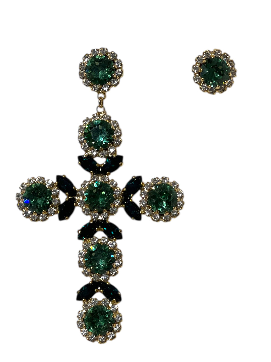 Orecchini croce singola con strass