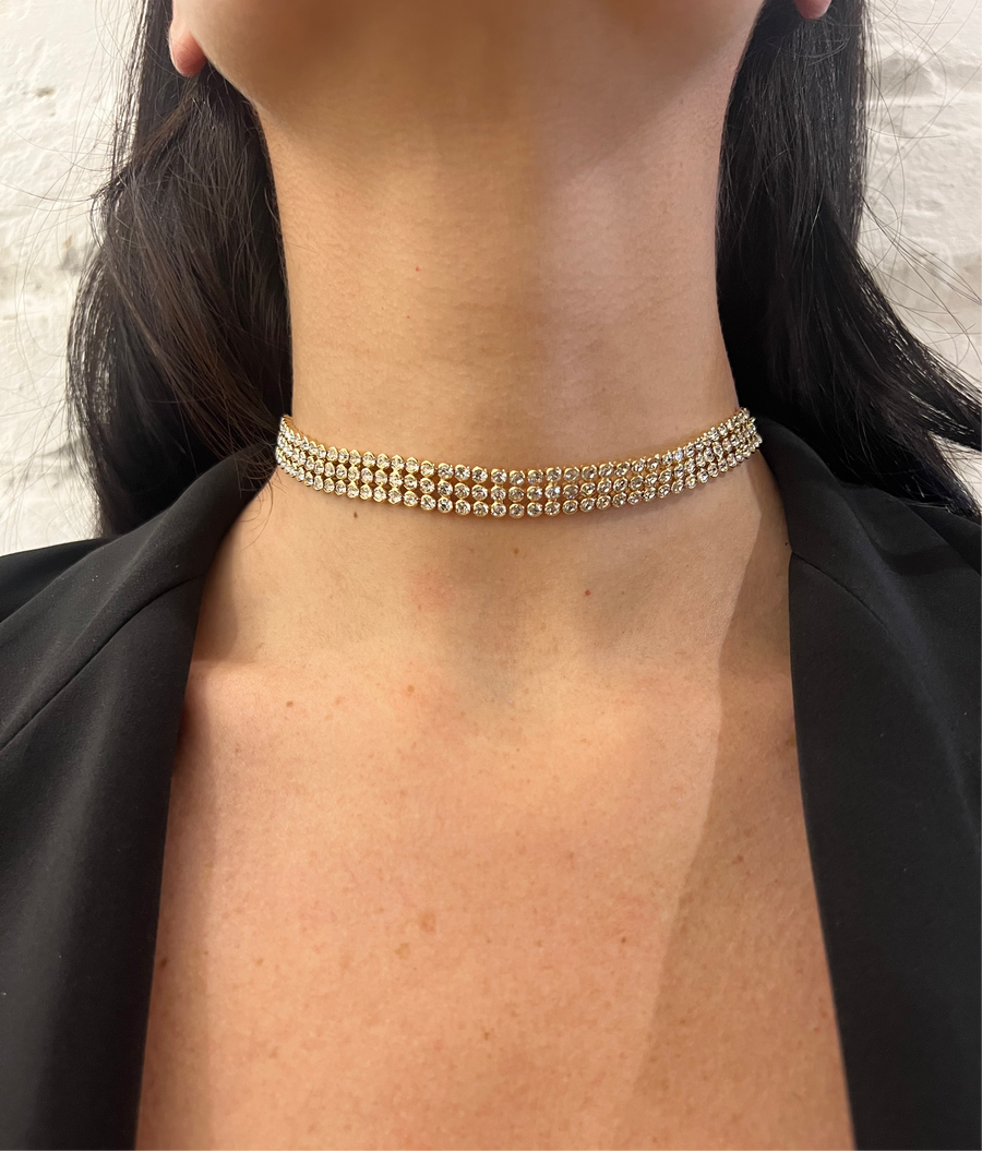 Choker 3 fili strass