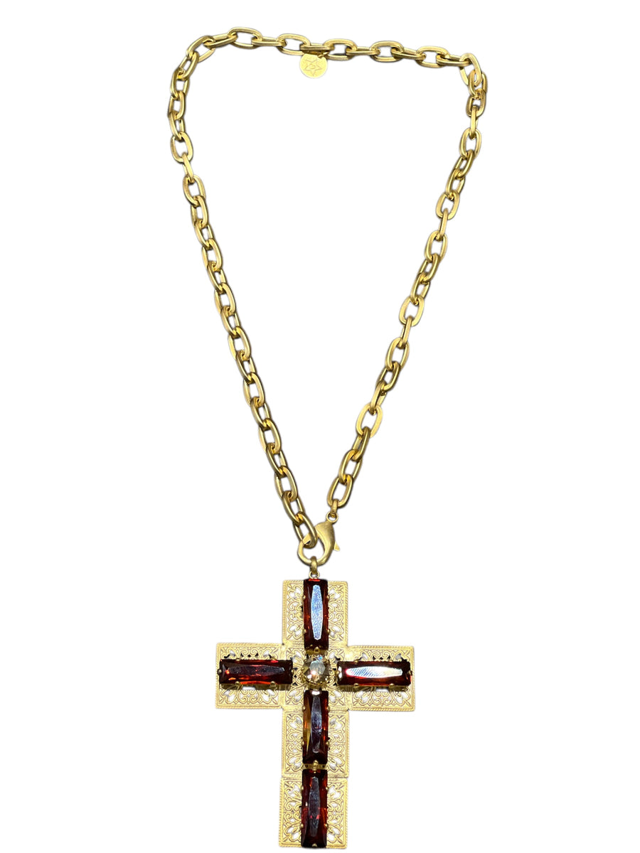 Collana Croce strass Rettangolari