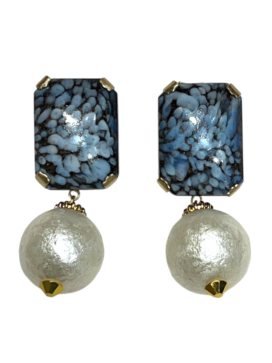 Orecchini pietra rettangolare e perla