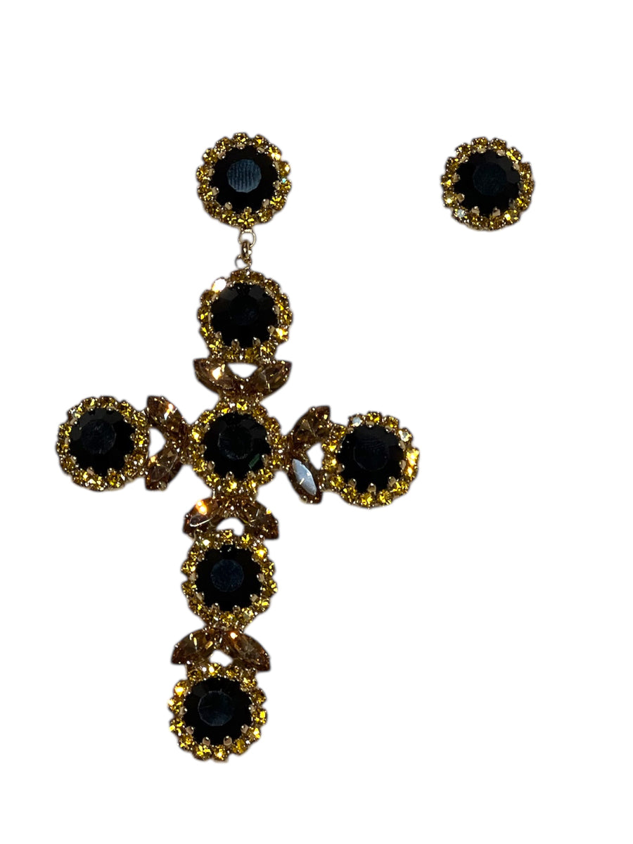 Orecchini croce singola con strass