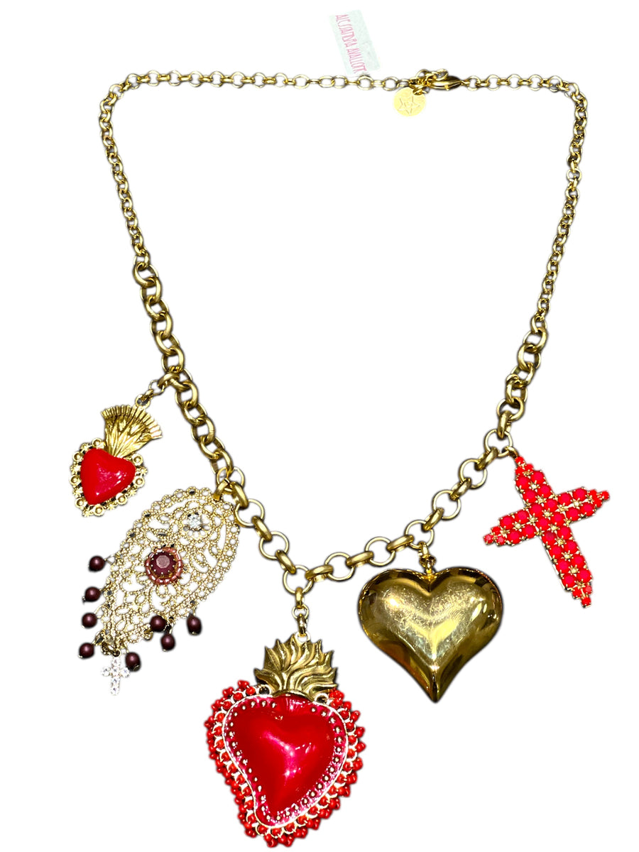 Collana Multicharms Cuore Sacro Red