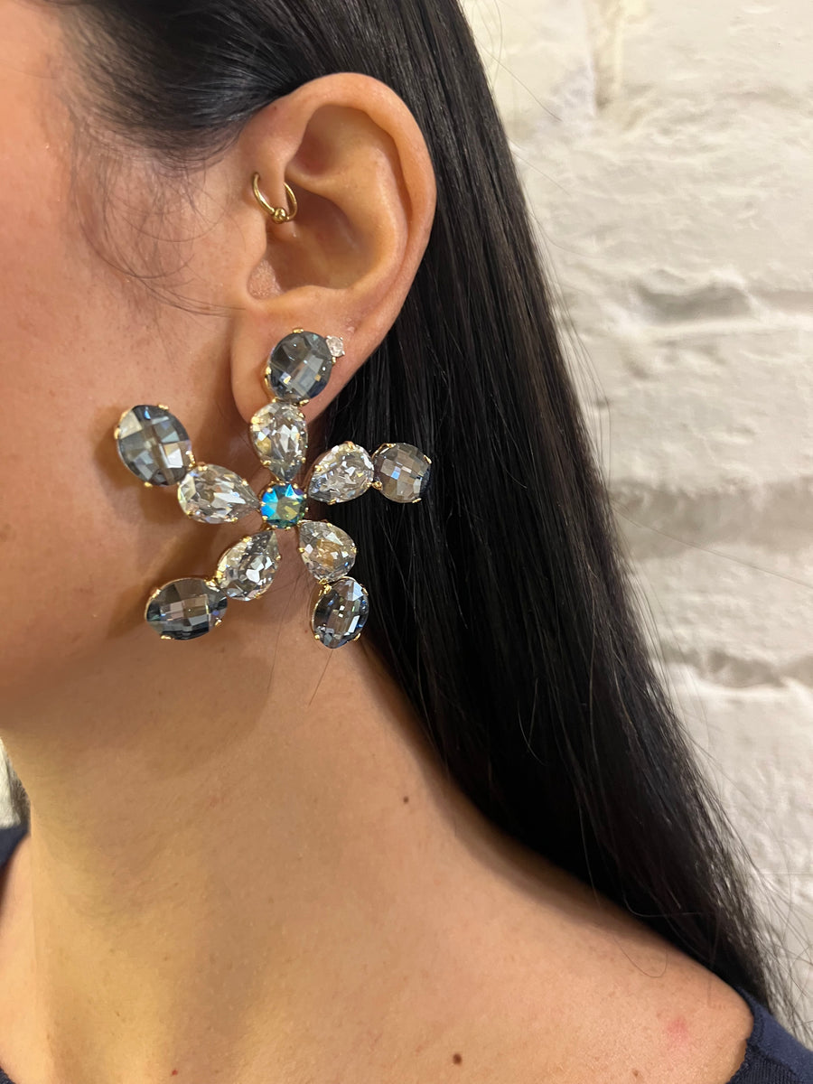 Orecchini Fiore Strass