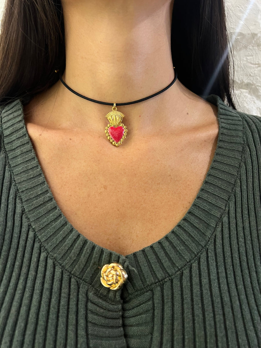 Collana Laccio calamita con cuore sacro