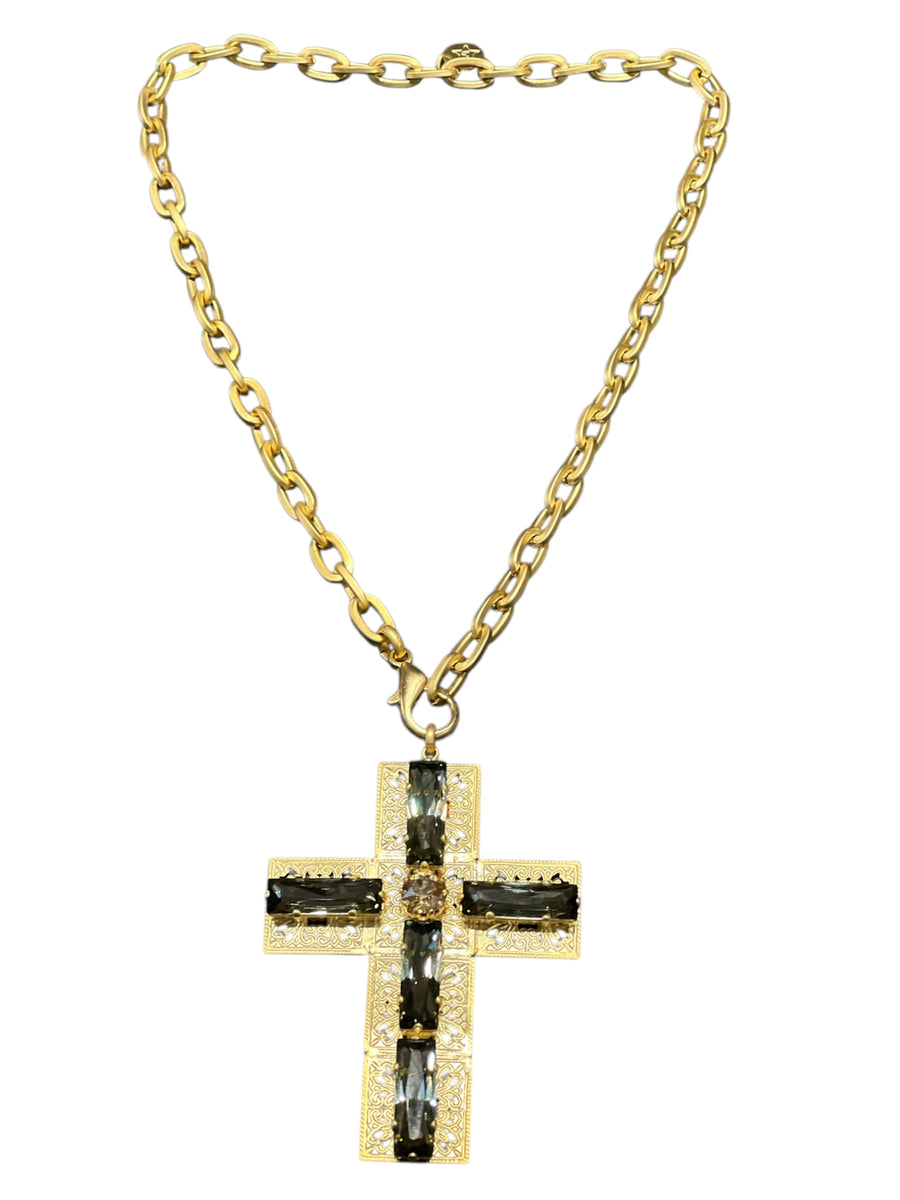 Collana Croce strass Rettangolari