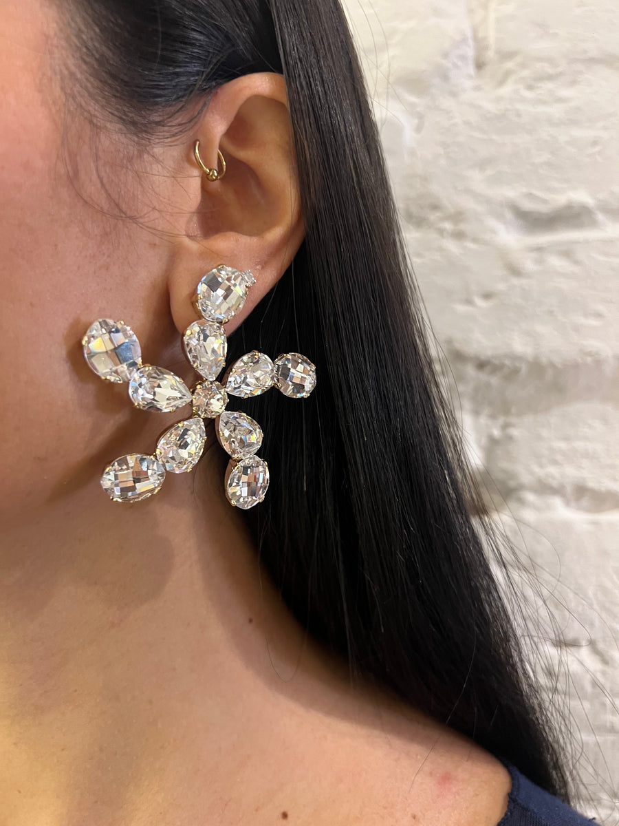 Orecchini Fiore Strass