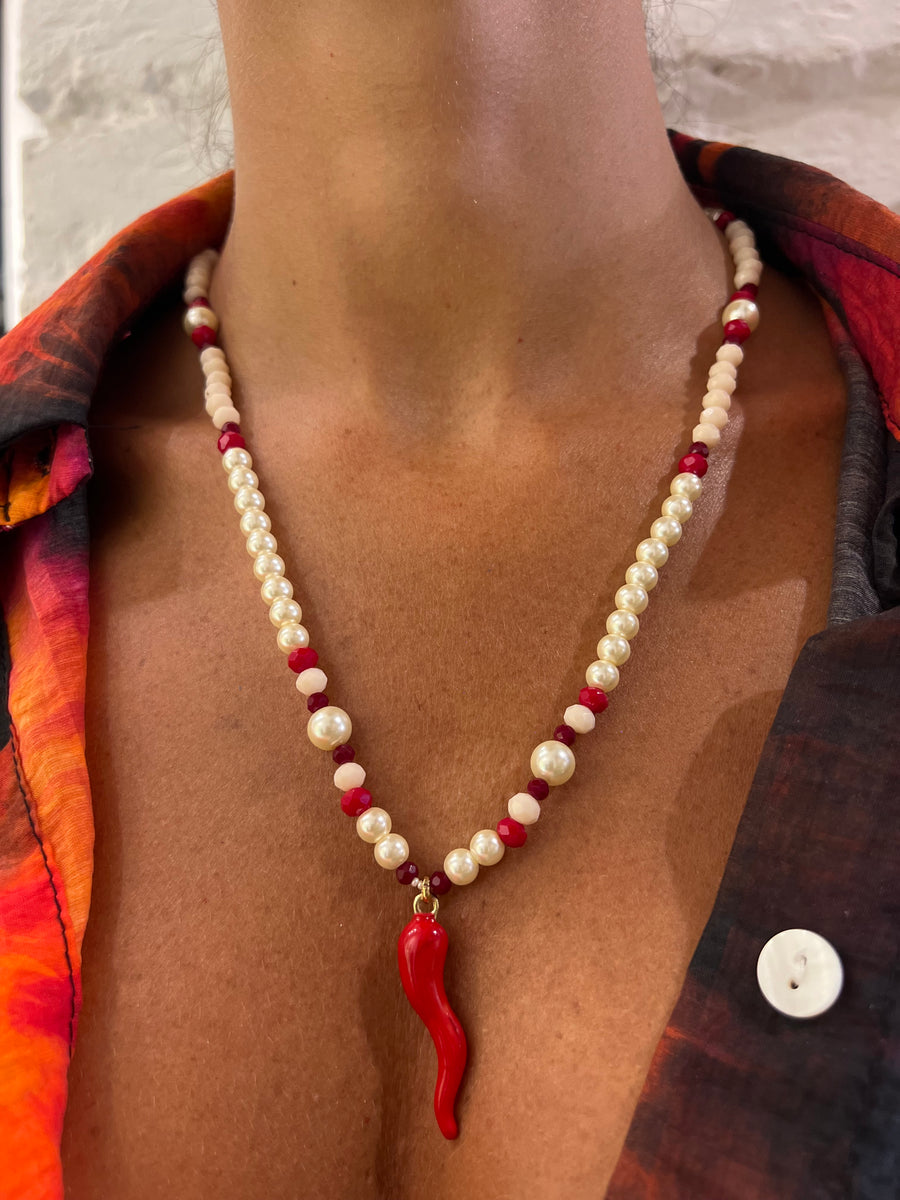 Collana perle con corno - Alessandra Avallone