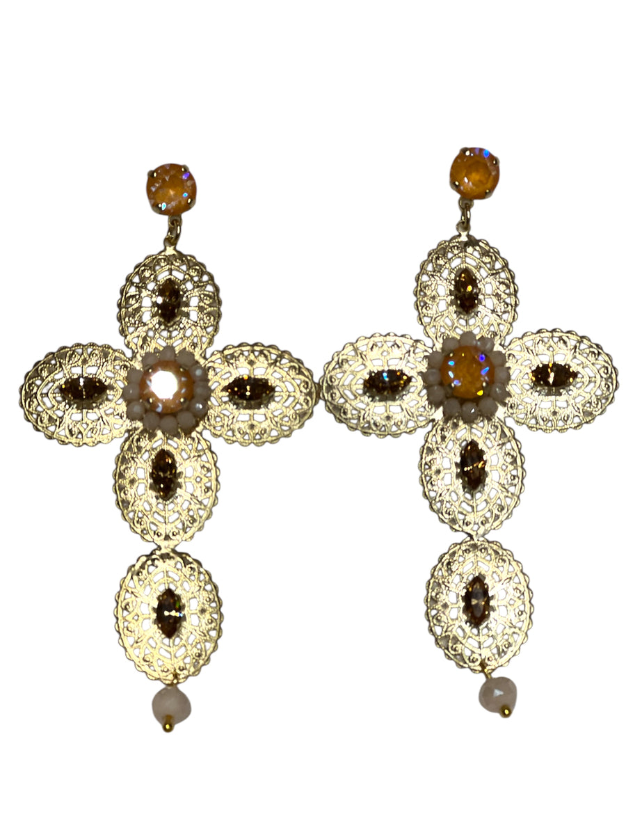 Orecchini croce filigrane tonde