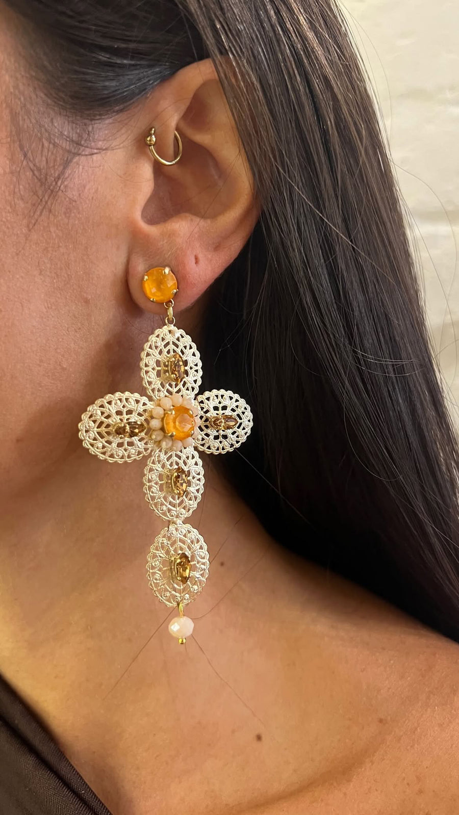 Orecchini croce filigrane tonde