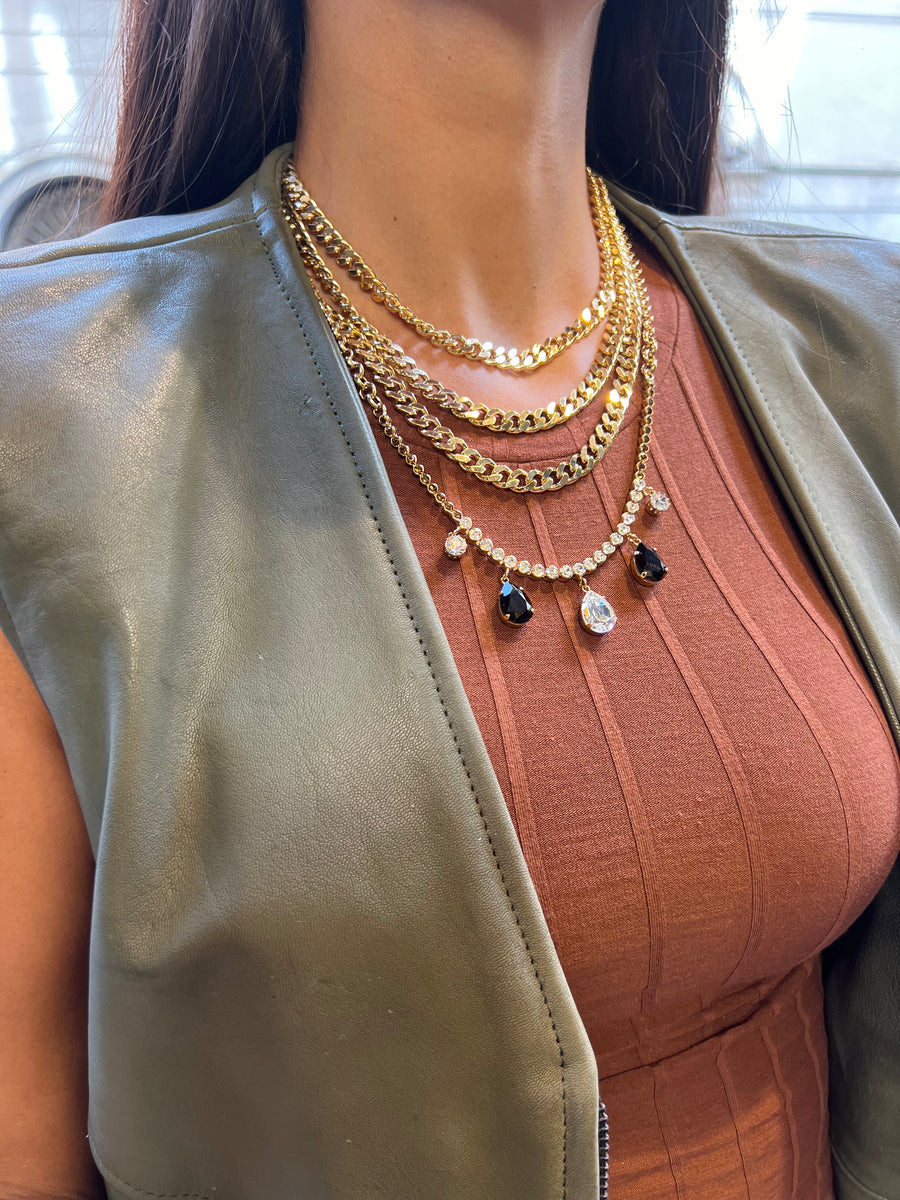 Collana multifili catene e strass