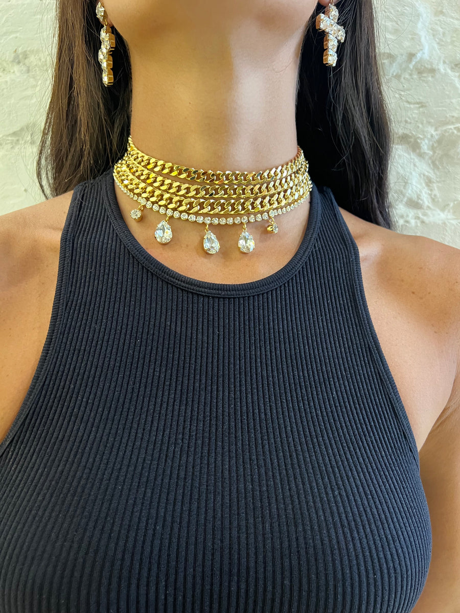 Choker multifili catene e strass