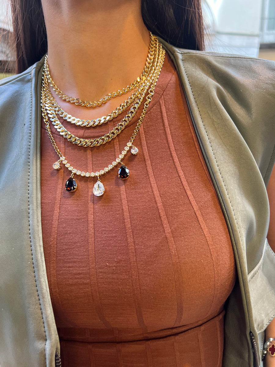 Collana multifili catene e strass