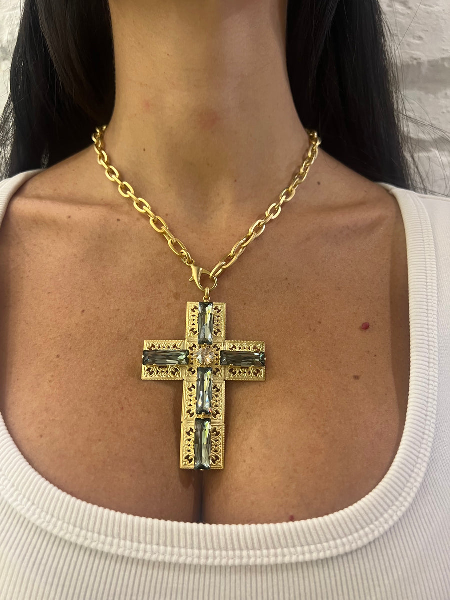 Collana Croce strass Rettangolari
