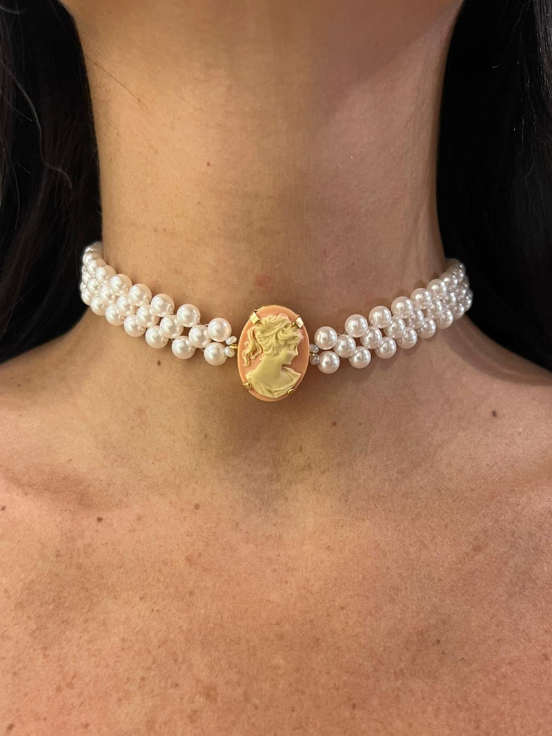 CHOKER PERLA CON CAMMEO