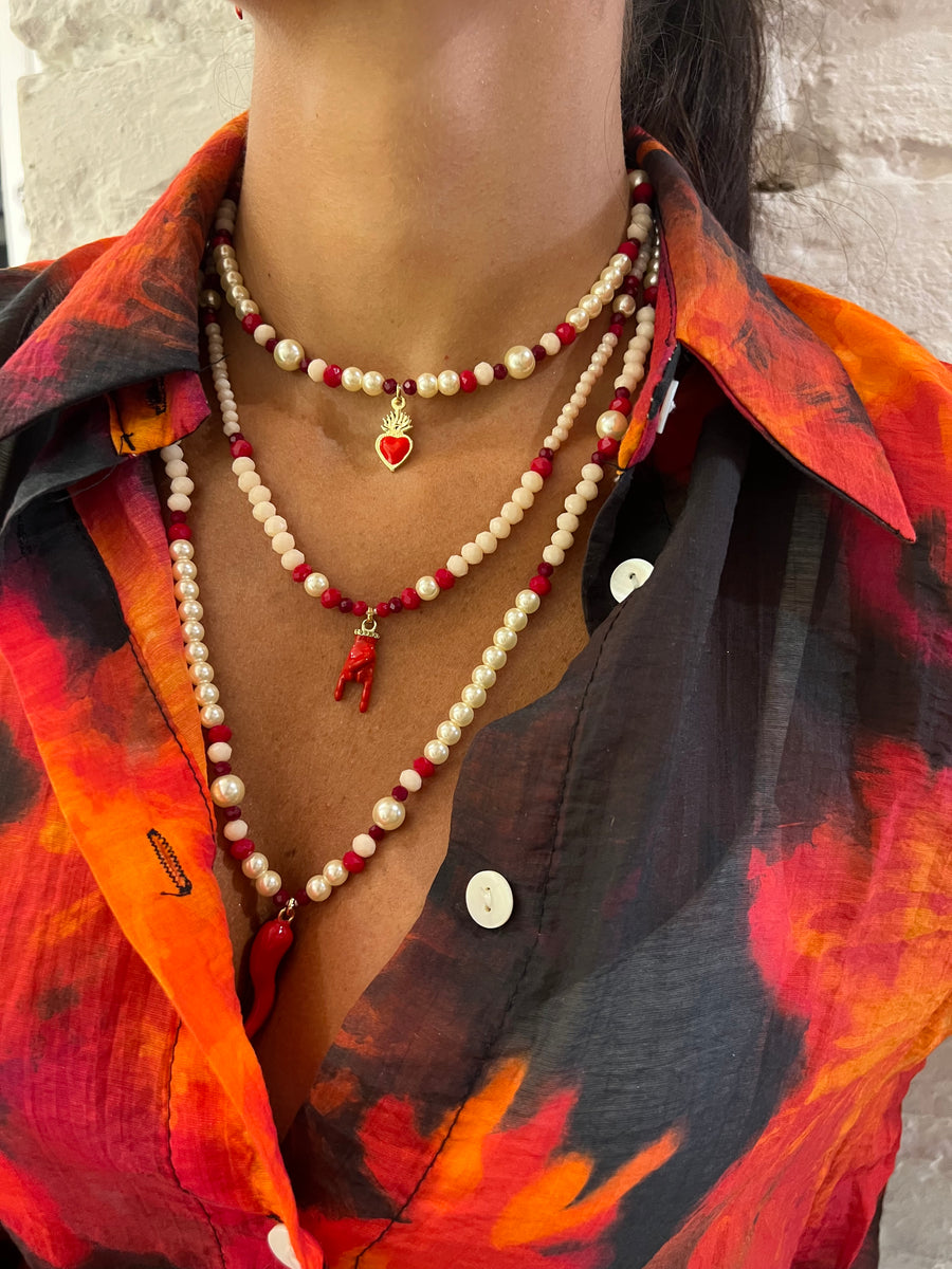 Collana perle con corno - Alessandra Avallone