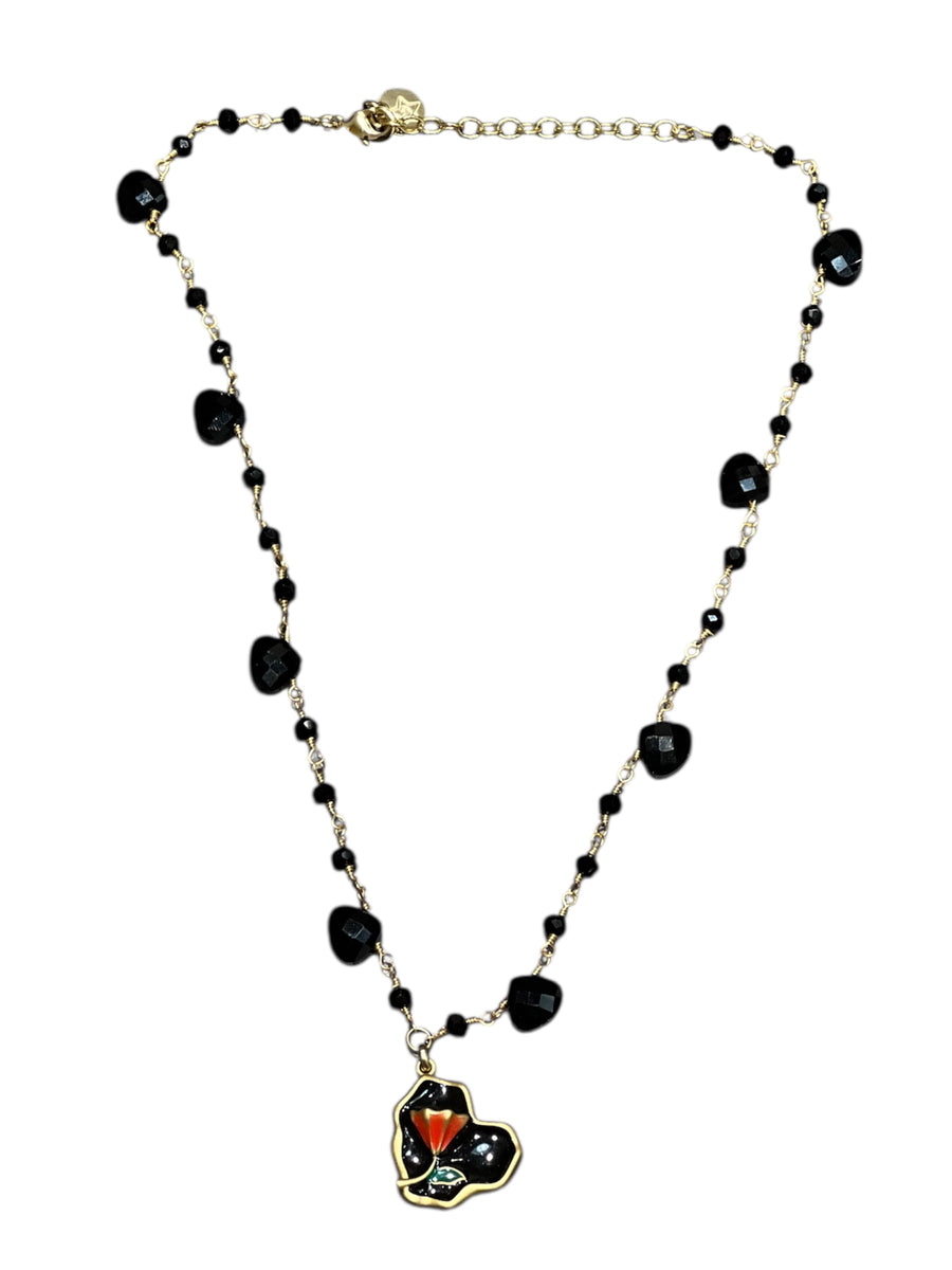 Collana cristalli con ciondolo Cuore con Rosa