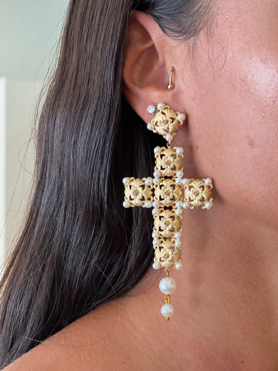 Orecchini Croce ricamo - alessandraavallone