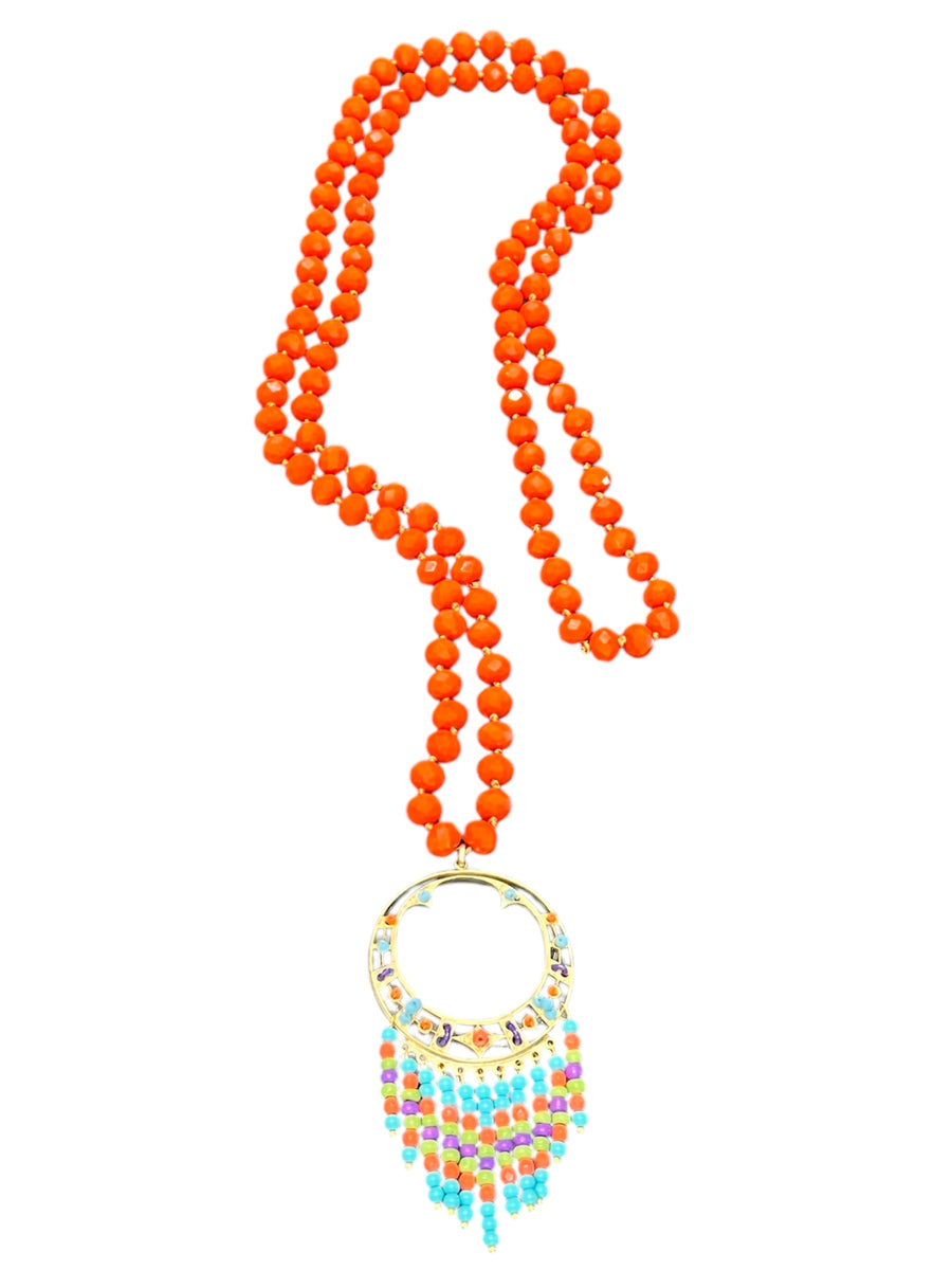 Collana Arancio con Ciondolo Multicolor