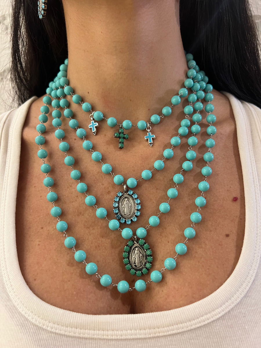 Collana 4 Fili Turchese con Madonne