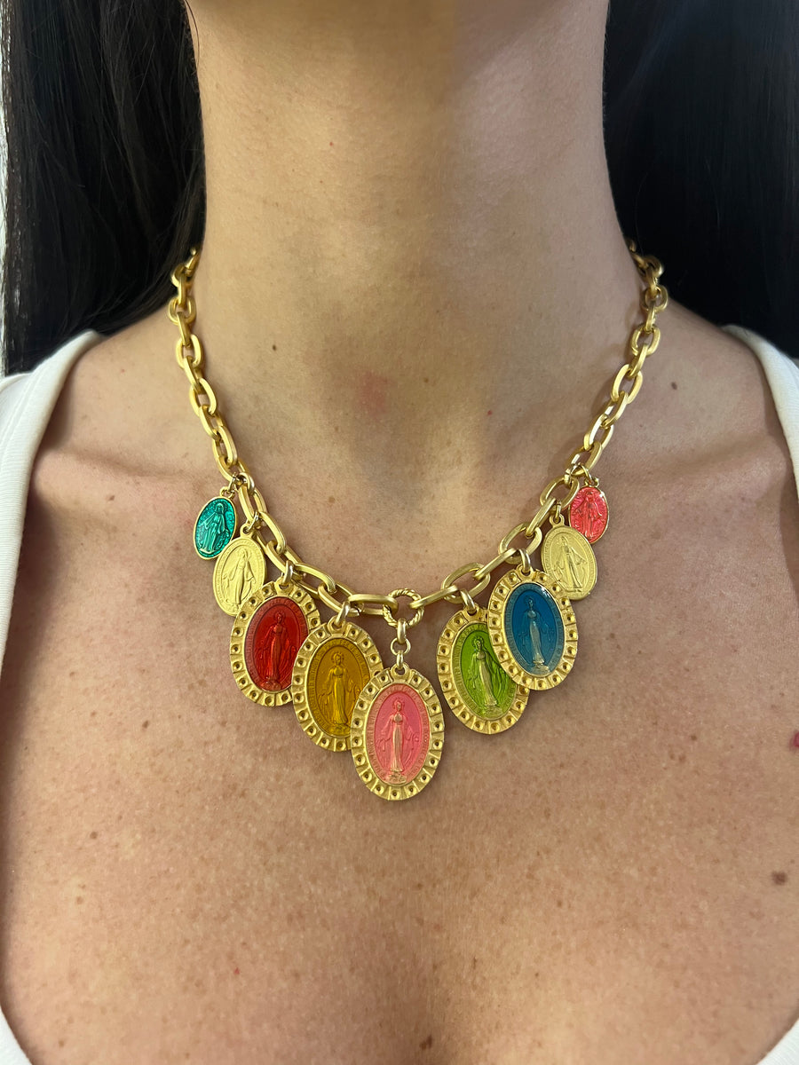Collana Catena con Madonnine Colorate