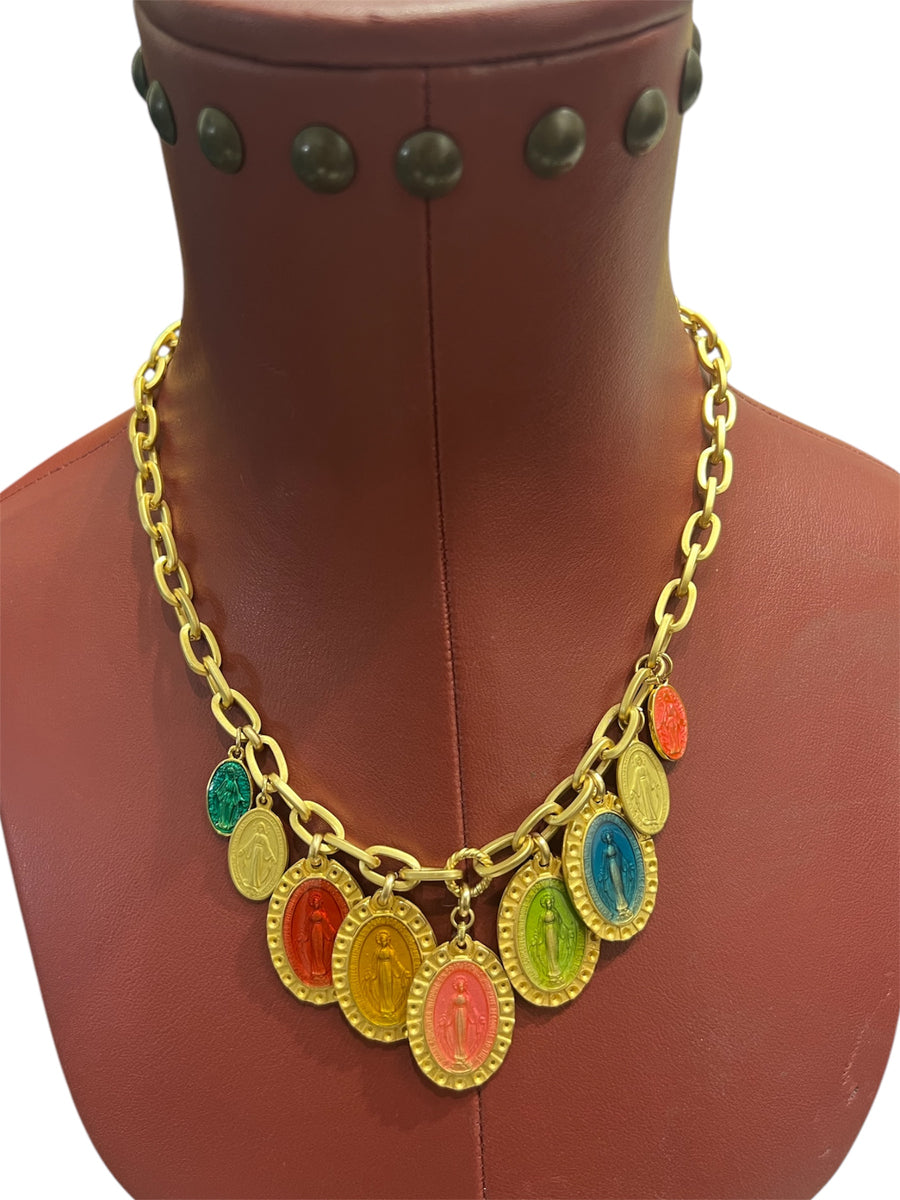 Collana Catena con Madonnine Colorate