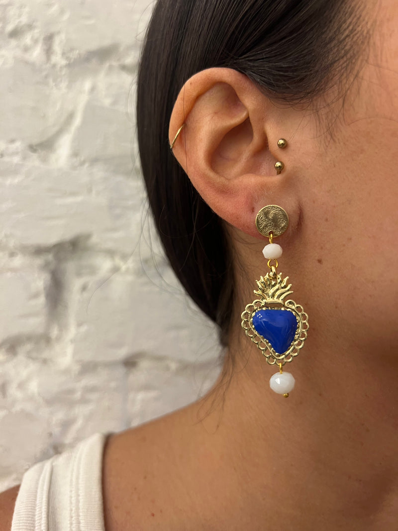 Orecchini Cuori Sacri Colorati - Blu e Lilla - Alessandra Avallone