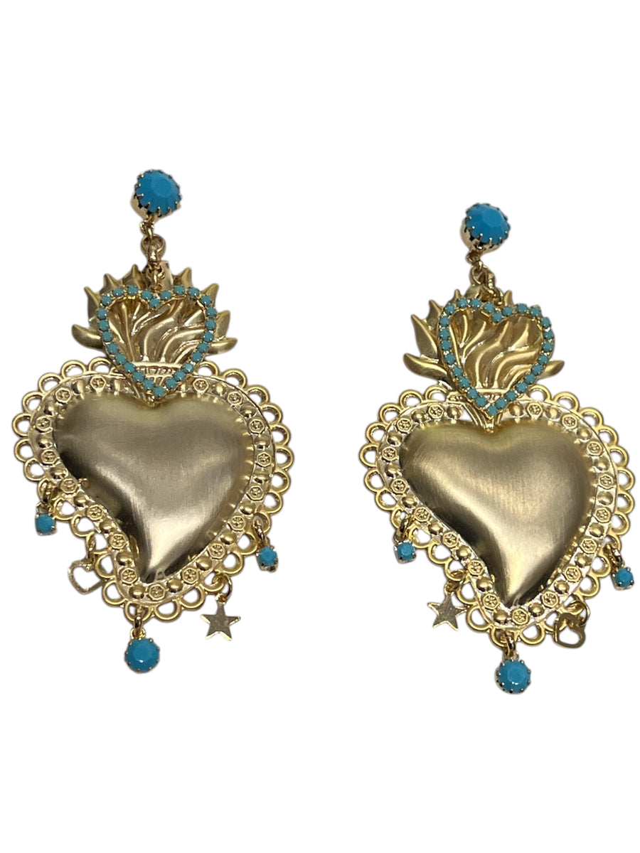 Orecchini Cuore Sacro e Cuore in Strass