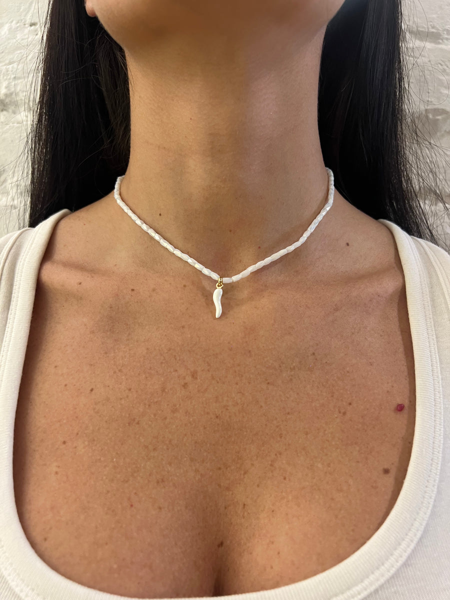 Collana Cristalli Ovali e Cornetto