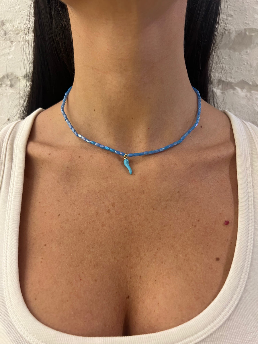 Collana Cristalli Ovali e Cornetto