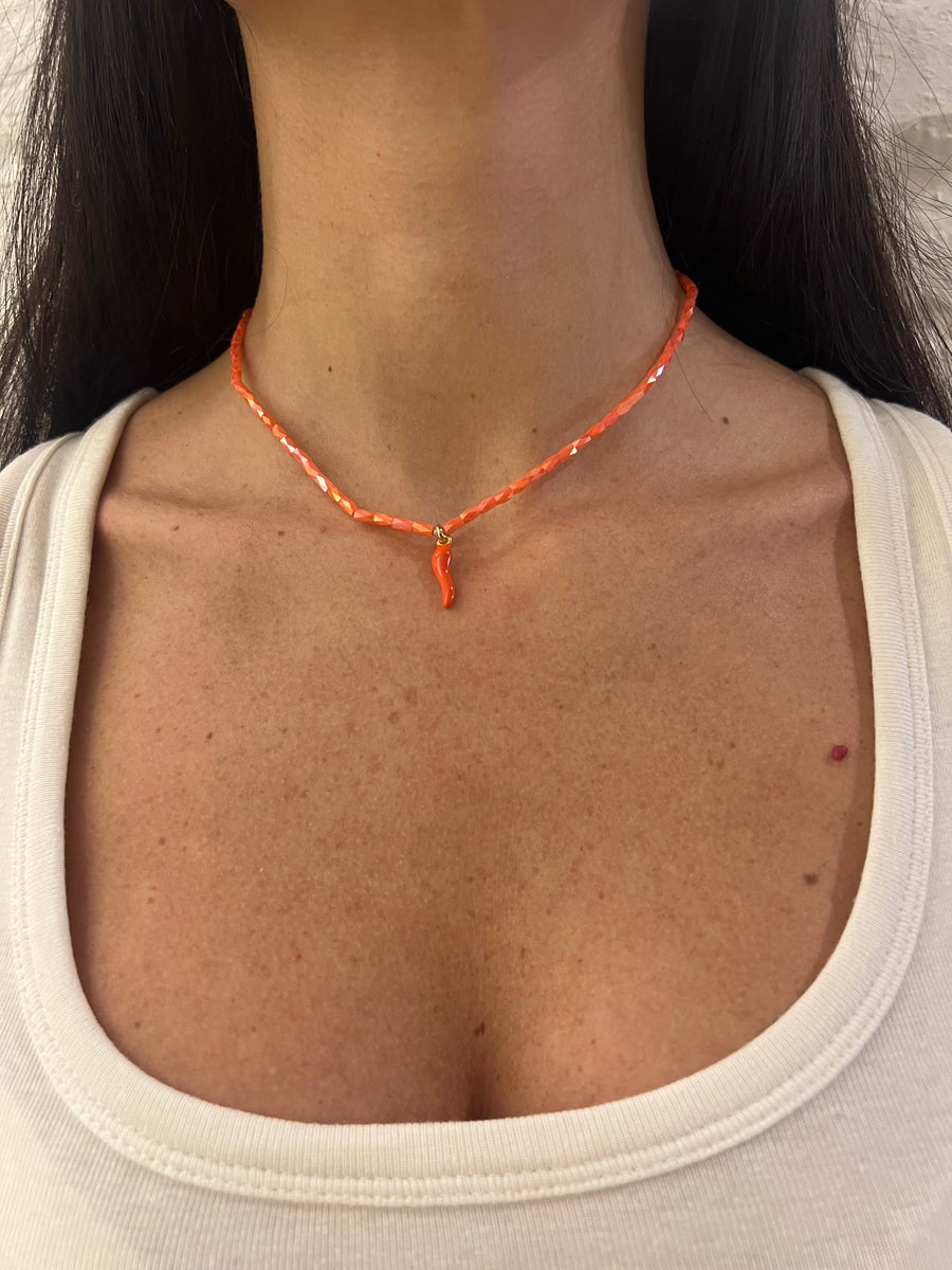 Collana Cristalli Ovali e Cornetto