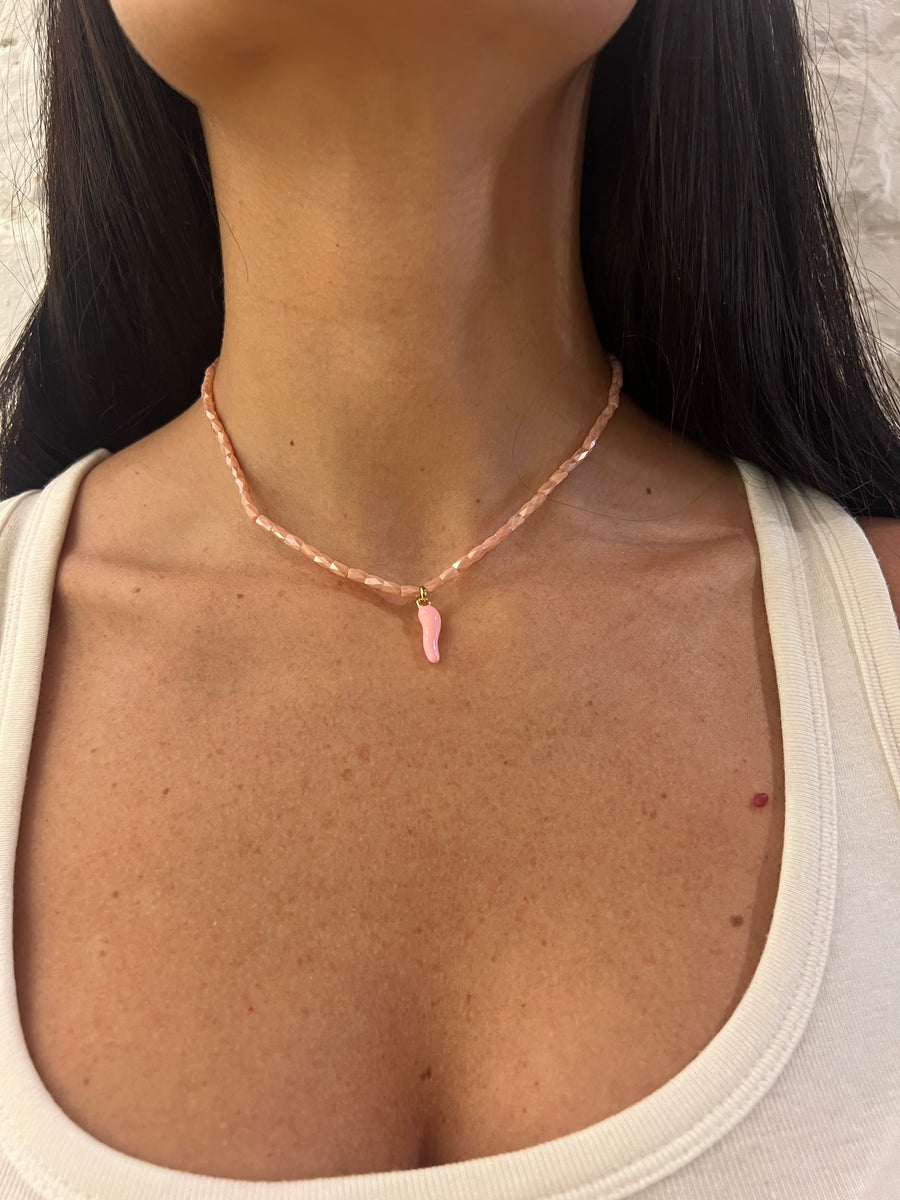 Collana Cristalli Ovali e Cornetto