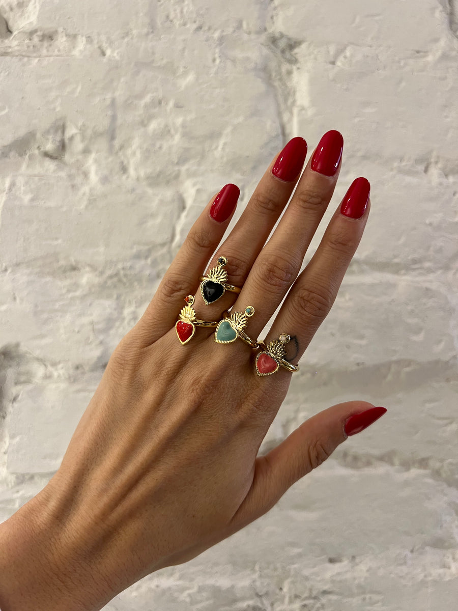 Anello Cuore Sacro Smaltato