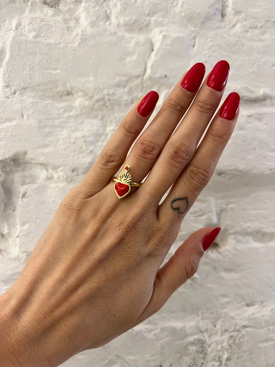 Anello Cuore Sacro Smaltato