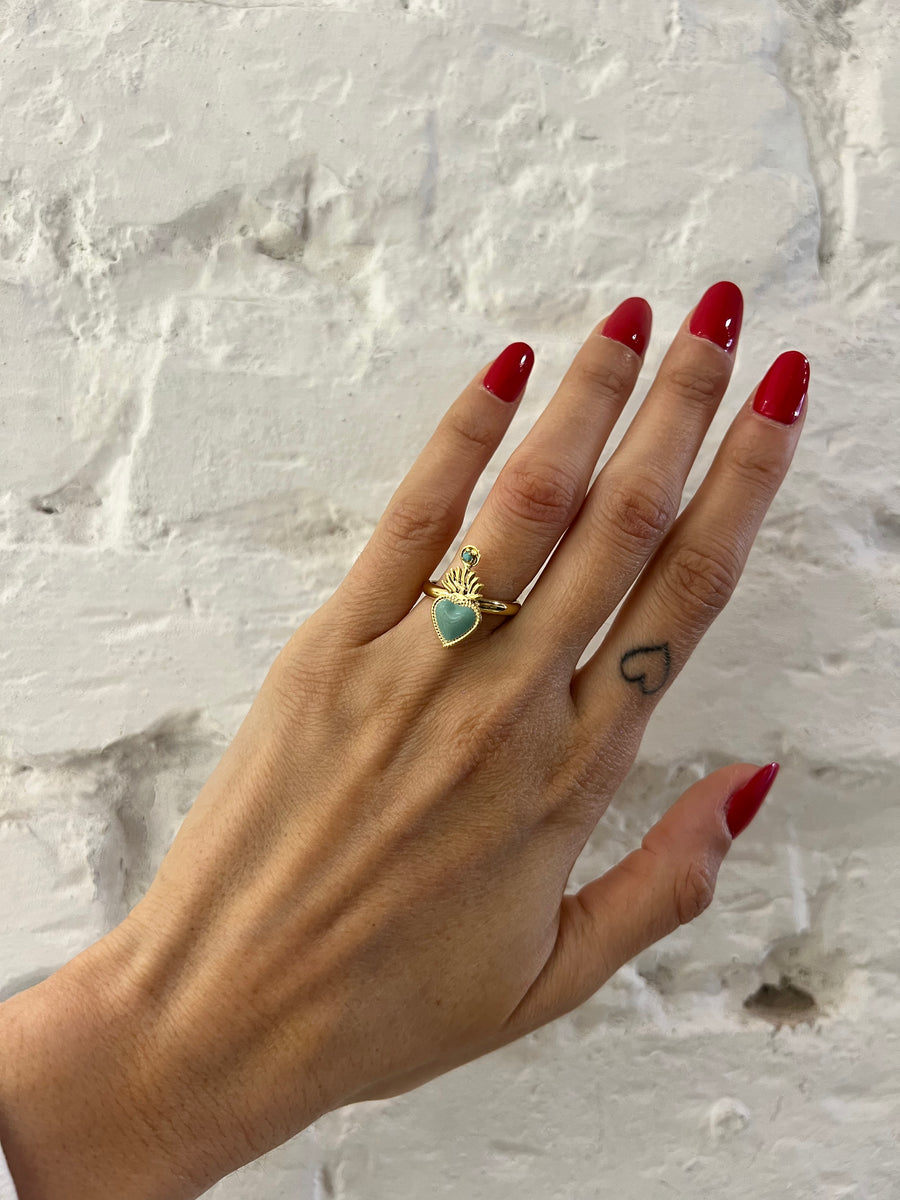 Anello Cuore Sacro Smaltato